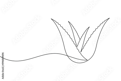 Aloe vera plant continuous one line minimal botanical outline icon