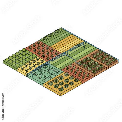 Agricultural Field Crop Growth Stages Illustration.