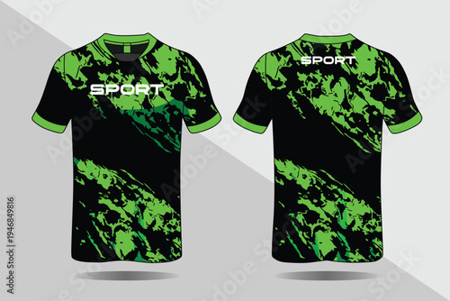Black and green sport t shirt.