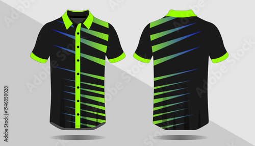 Black and green striped polo shirt 1.