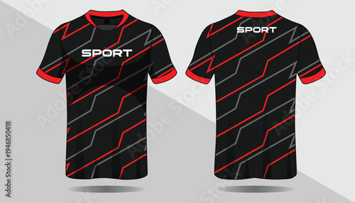 Black and red sports jersey shirt.