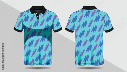 Blue and purple polo shirt design.