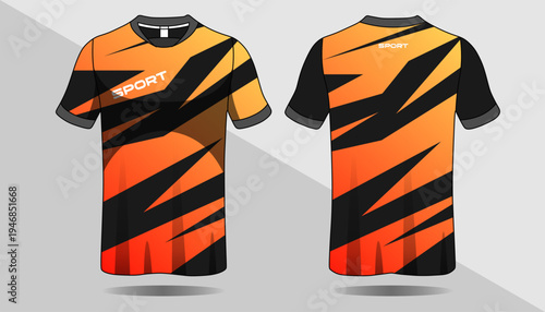 Orange and black sports jersey shirt.