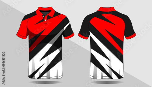 Red and black polo shirt design 1.