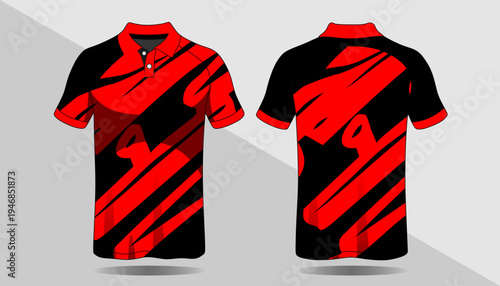 Red and black polo shirt design 4.