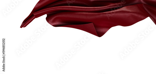 Bilde på lerret Elegant image of burgundy fabric cascading with graceful folds against a clean white backdrop