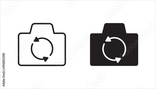 Switch from front to back camera flat icon set,  for apps on white background. color editable