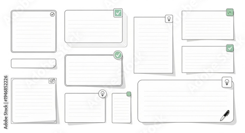 Collection of Blank Note Cards with Tape and Pencil.