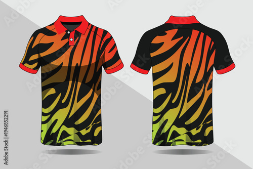 T shirt with tiger stripe design.