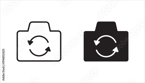 Switch from front to back camera flat icon set,  for apps on white background. color editable