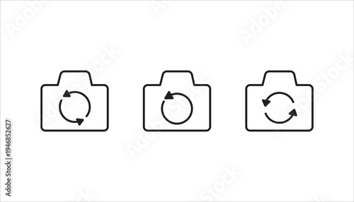 Switch from front to back camera flat icon set,  for apps on white background. color editable