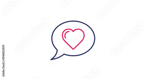 Heart symbol inside a speech bubble icon.