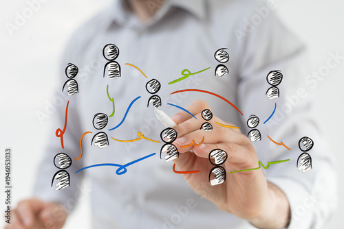 Hand drawing a network conc...