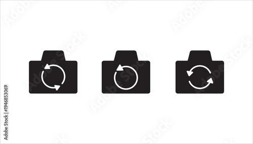 Switch from front to back camera flat icon set,  for apps on white background. color editable