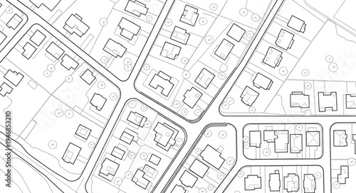Detailed Architectural Plan of a Residential Neighborhood.