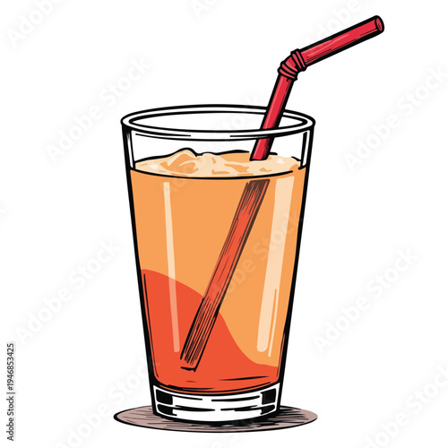 A glass of iced orange juice.