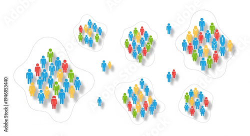 Illustration of diverse groups of people, representing community and social connections.