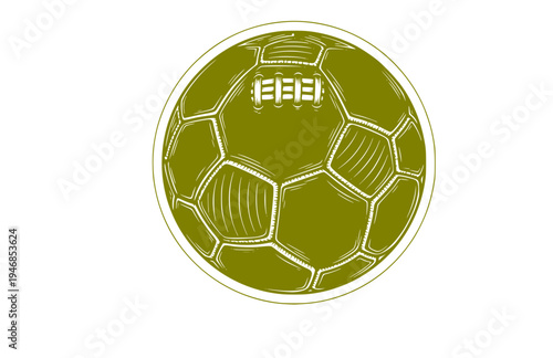 Professional Handball with Grip Texture Silhouette, Sports Equipment Vector Sticker, Sensory Tactile Ball Illustration