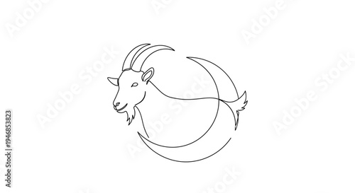 Goat Zodiac Sign Capricorn Constellation Astrology Symbol Line Art