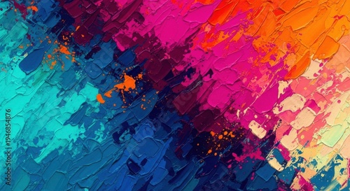 Vibrant Abstract Art with Thick Paint Texture