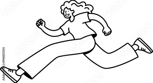 Energetic Person Running Lineal Illustration