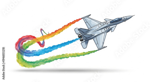 Fighter Jet with Colorful Trails.