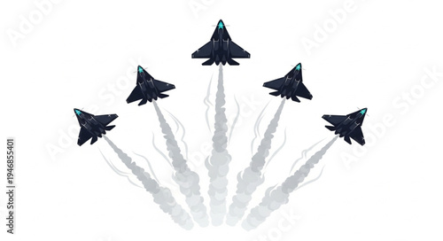 Fighter Jets in Formation Flight.