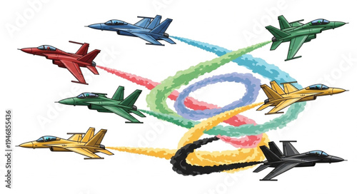 Fighter Jets in Formation Flight.