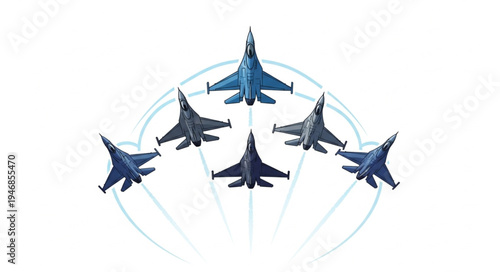 Fighter Jets in Formation Flight.