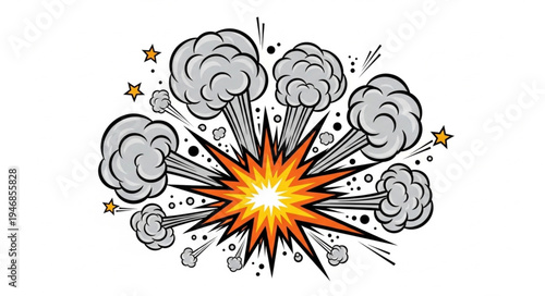 Explosion with Smoke and Stars.