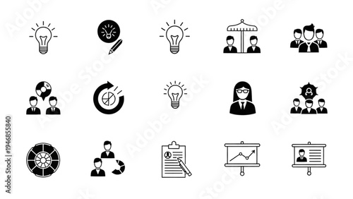 Vector Icon Sheet of Business and Industry Symbols