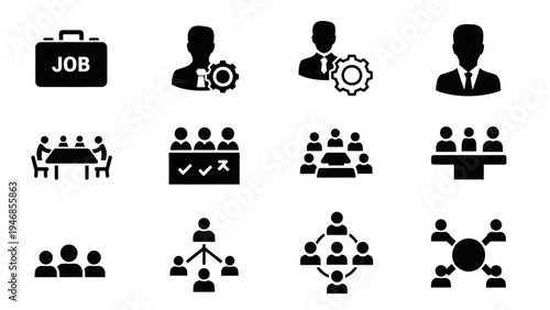 Vector Icon Sheet of Business People and Job Related Symbols