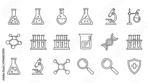 Vector Icon Sheet of Laboratory Equipment and Science Tools