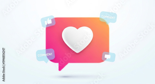 Social media notification icon with heart symbol inside a speech bubble.
