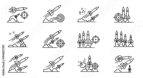 Collection of Rocket Launch Icons and Symbols.