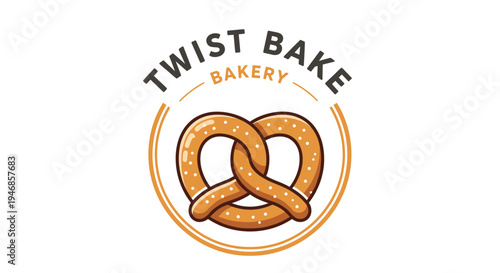 Golden brown twisted pretzel logo.