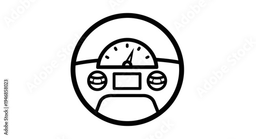 Car Dashboard Speedometer Icon for Speed Measurement, isolated white background