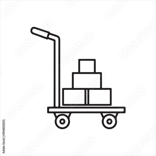 Hand Truck with Boxes Icon Representing Warehouse Transport and Logistics On White Background