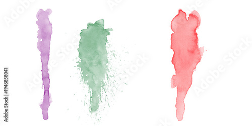 фотографія Vibrant watercolor ink splatters purple green red on black background artistic f