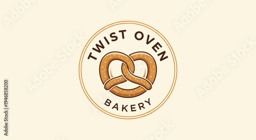 Golden pretzel bakery logo emblem sign 2.