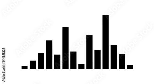 Simple bar chart or audio equalizer display, data visualization concept, isolated white background.