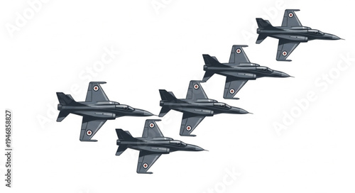 Formation of Military Fighter Jets.