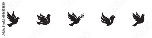 Valokuva Dove or pigeon icon collection