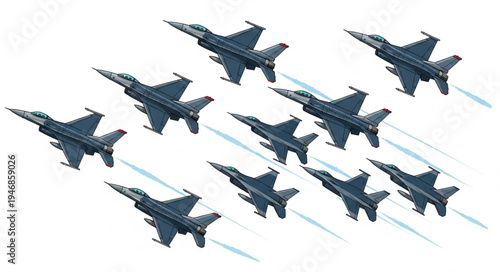 Formation of Military Fighter Jets.