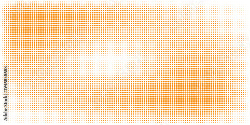 Abstract orange halftone dots background with dynamic circular gradient pattern for pop art and comic design. vector illustration