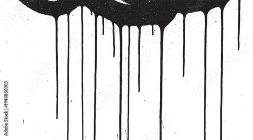 Black paint drips on white background, grunge texture effect, abstract spray paint dripping element for distressed design, street art, paint stain, artistic background