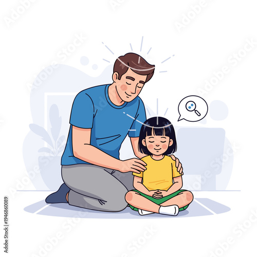 Man comforting a little girl.