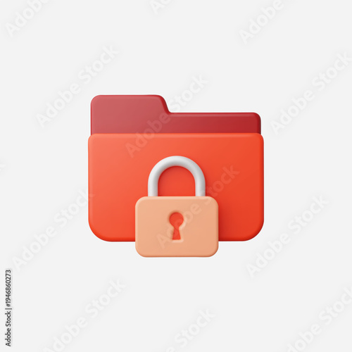 3d Realistic Lock Folder icon vector illustration