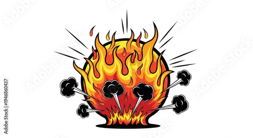 Flaming Skull with Nails.