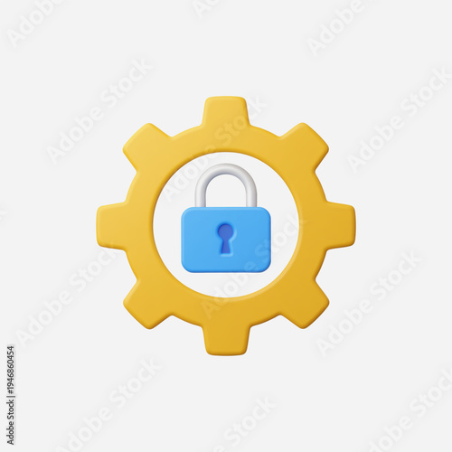 3d Realistic Gear with Lock icon vector illustration